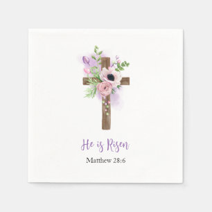 Er ist Lila schöner Florenkreuz Ostern. Serviette
