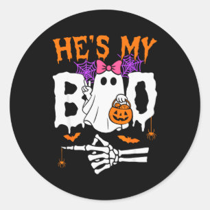 Er ist mein Boo passende Halloween-Paare Sie ist Runder Aufkleber