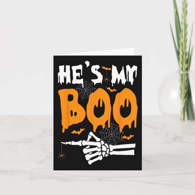 Er ist mein Boo Skeleton Halloween-Matching-Paar Karte (Vorderseite)
