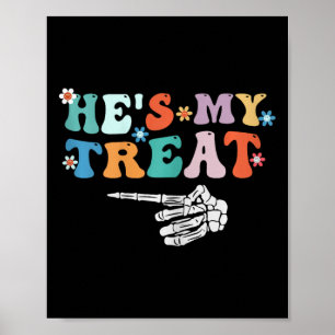Er ist meine Leckerei Skeleton Hand Halloween Paar Poster