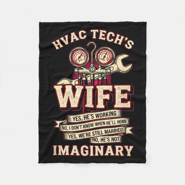 Er ist nicht witzig eingebildet HVAC-Tech-Ehefrau  Fleecedecke (Vorderseite)