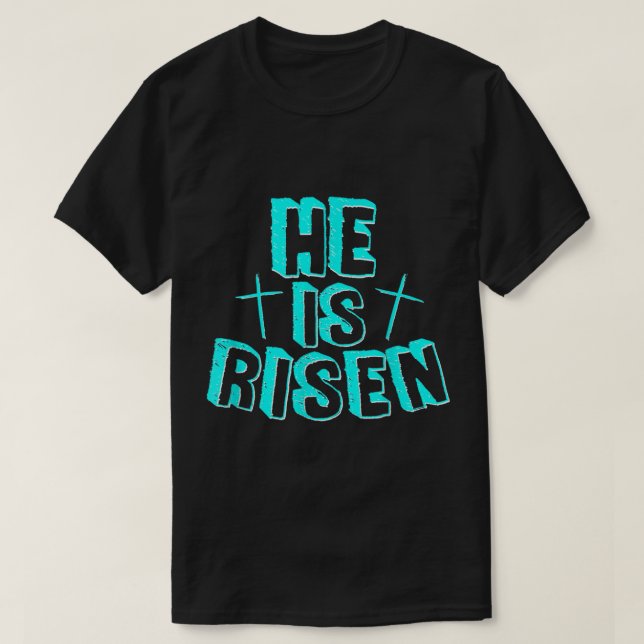 Er ist Niedliches Osterkreuz Jesus ist lebender Ch T-Shirt (Design vorne)