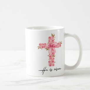 Er ist Rised Coquette Bow Floral Cross Faith Oster Kaffeetasse