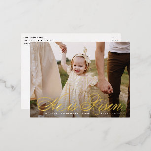 Er ist Rised Gold Foil Script Foto Ostern Postcard Folien Feiertagspostkarte