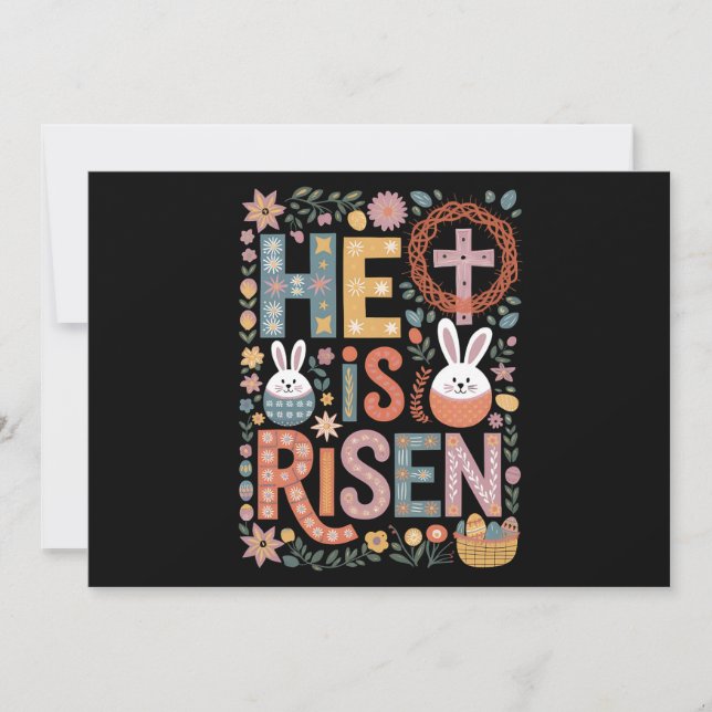 Er ist Rised Jesus Floral Niedlich Ostern Sonnenka Einladung (Vorderseite)