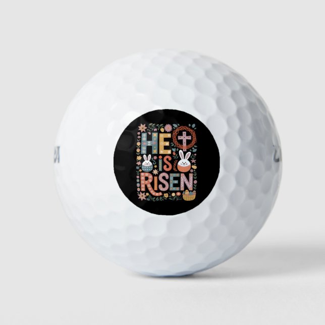 Er ist Rised Jesus Floral Niedlich Ostern Sonnenka Golfball (Vorderseite)