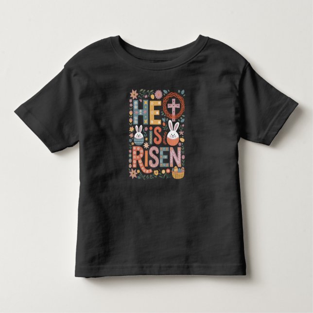 Er ist Rised Jesus Floral Niedlich Ostern Sonnenka Kleinkind T-shirt (Vorderseite)