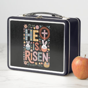 Er ist Rised Jesus Floral Niedlich Ostern Sonnenka Metall Brotdose