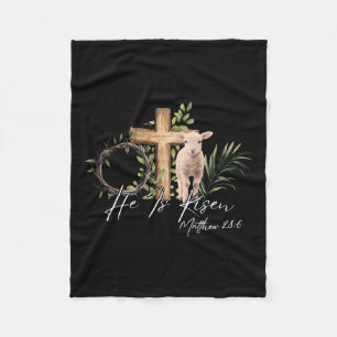 Er ist Rised Schaflammkreuz Jesus Christliche Este Fleecedecke