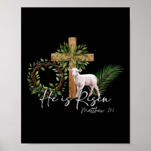 Er ist Rised Schaflammkreuz Jesus Christliche Este Poster
