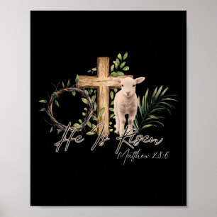 Er ist Rised Schaflammkreuz Jesus Christliche Este Poster