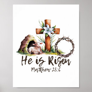 Er ist Rised Schaflammkreuz Jesus Christliche Este Poster