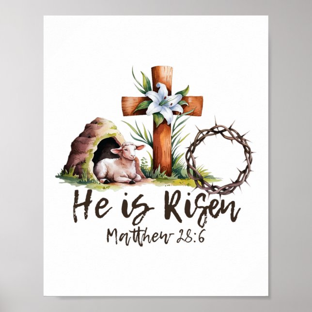 Er ist Rised Schaflammkreuz Jesus Christliche Este Poster (Vorne)