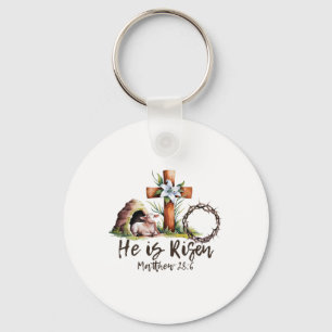 Er ist Rised Schaflammkreuz Jesus Christliche Este Schlüsselanhänger