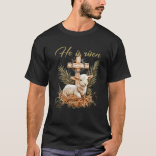 Er ist Rised Schaflammkreuz Jesus Christliche Este T-Shirt