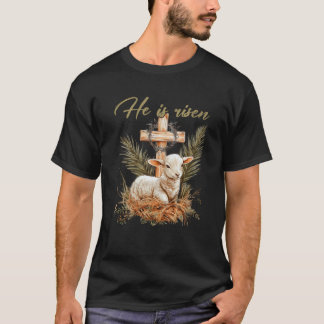 Er ist Rised Schaflammkreuz Jesus Christliche Este T-Shirt