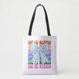 Er ist Risen, Croquette Bow Blue Floral Tote Tasch