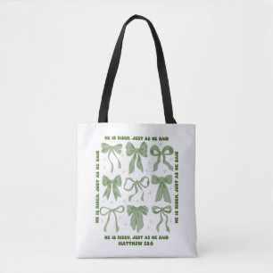 Er ist Risen, Croquette Bow Green Floral Tote Bag