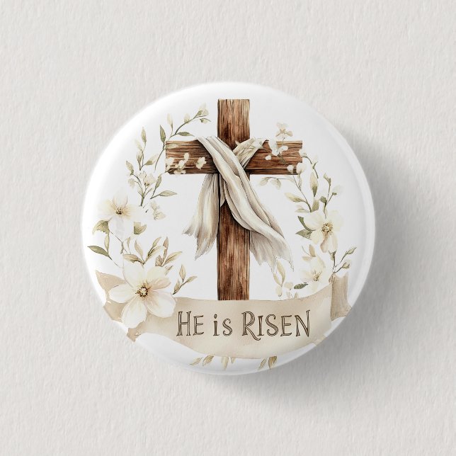 Er ist Risen Cross | Ostern Button (Vorderseite)