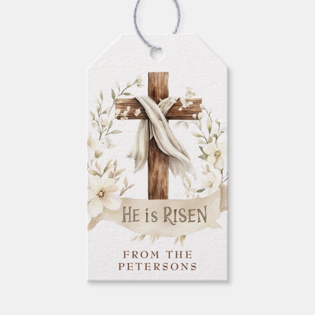 Er ist Risen Cross | Ostern Geschenkanhänger (Vorderseite)