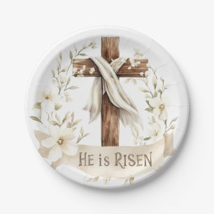 Er ist Risen Cross   Ostern Pappteller