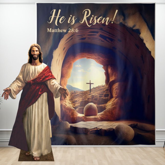 Er ist Risen! Jesus auferstand leeres Grab Wandteppich (Von Creator hochgeladen)