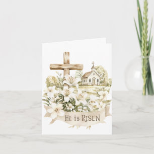 Er ist Risen   Kreuz mit Church Oaster Card Karte