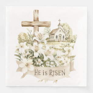 Er ist Risen Kreuz mit dem Kirchenoster Serviette