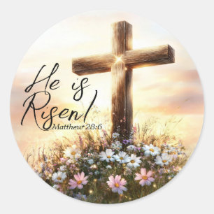 Er ist Risen - Matthew 28:6 Runder Aufkleber