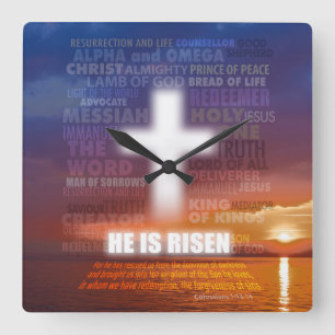 Er ist Risen - Ostern Quadratische Wanduhr