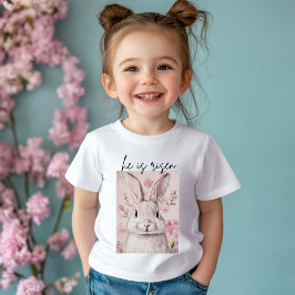 "Er ist Risen" Pink Bunny mit Blume Baby T-shirt