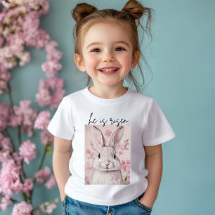 "Er ist Risen" Pink Bunny mit Blume Baby T-shirt