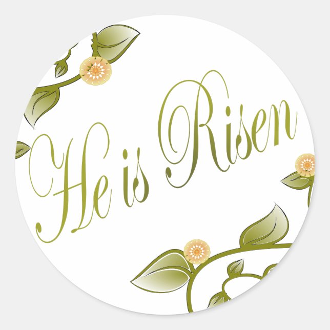 Er ist Risen Runder Aufkleber (Vorderseite)