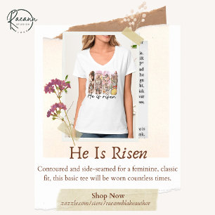 Er ist Risen Women's Basic V-Neck T - Shirt