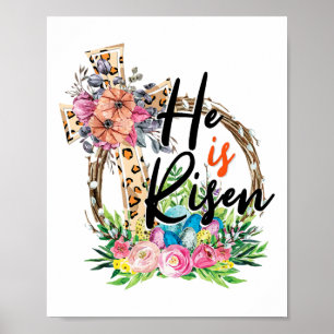 Er ist riskiert Kreuz Jesus Osterchristen Leopard Poster