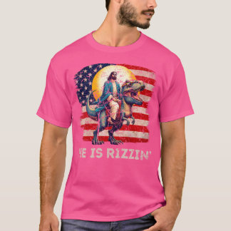 Er ist Rizzen Jesus Rizzen Retro Christlichen Dino T-Shirt