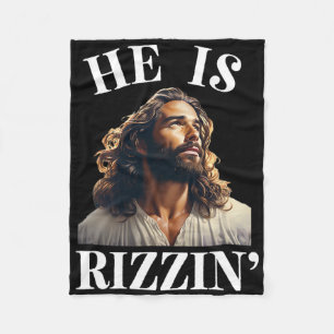 Er ist Rizzin - der lustige Jesus Christlich Oster Fleecedecke