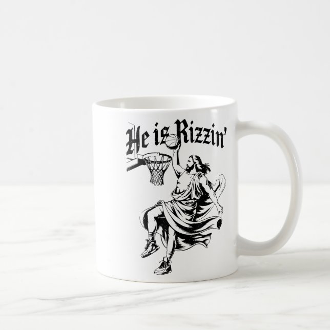 Er ist Rizzin Jesus Basketball Jugend Kleinkind Ch Kaffeetasse (Rechts)