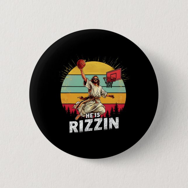 Er ist Rizzin Jesus, das Lamm Gottes, Frohe Ostern Button (Vorderseite)