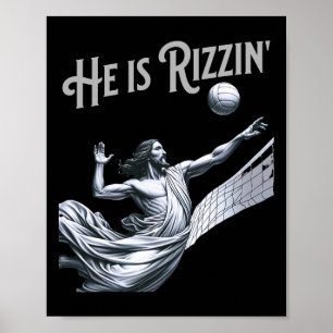 Er ist Rizzin Jesus spielt Volleyball Lustiger Spo Poster