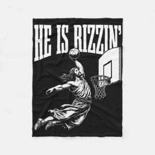 Er ist rizzin lustig Jesus Basketball Meme Ostern Fleecedecke