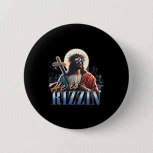 Er ist Rizzin Lustig Ostern Jesus Meme Vintage Boo Button