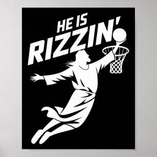 Er ist Rizzin lustigen Jesus Bysketbyll Meme Retro Poster