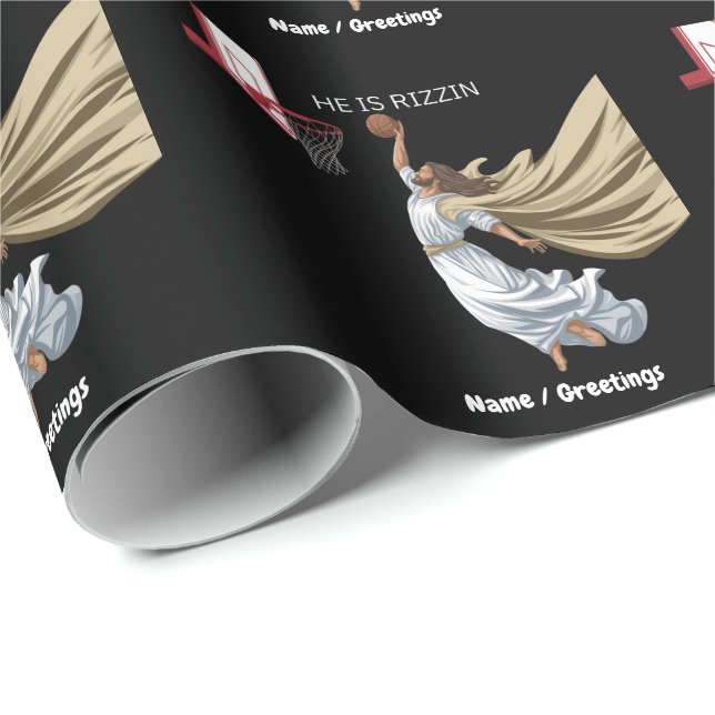 Er ist Rizzin lustigen Jesus spielen Basketball Re Geschenkpapier (Rolleneckpunkt)