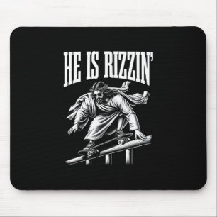 Er ist Rizzin lustiger Jesus Skateboard Meme Mousepad