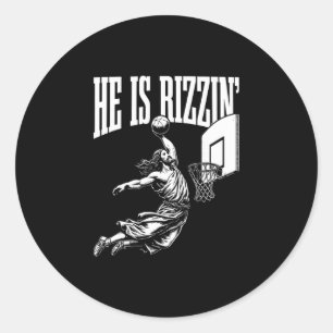 Er ist Rizzin lustiger Oster-Rizz-Meme-Sketll Runder Aufkleber