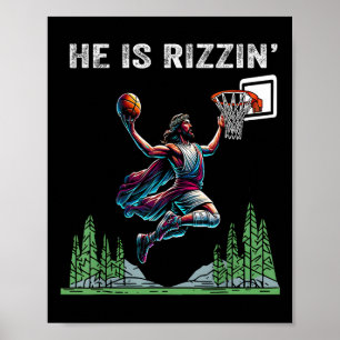 Er ist Rizzin Lustiger Ostern Jesus Sketll Meme He Poster