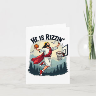 Er ist Rizzin Oster-Jesus spielt Basketballkorb Karte