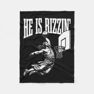 Er ist Rizzin Spaß Jesus Basketball Meme Fleecedecke