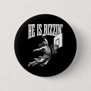 Er ist Rizzin Spaß Jesus Basketball Meme Tank Top Button